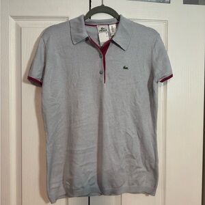 NWT Lacoste silk and wool collared polo knit top size medium